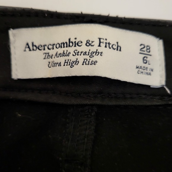 Abercrombie Fitch Vegan Leather Ankle Straight Ultra High Rise Pants Black 28 6 - Picture 2 of 10